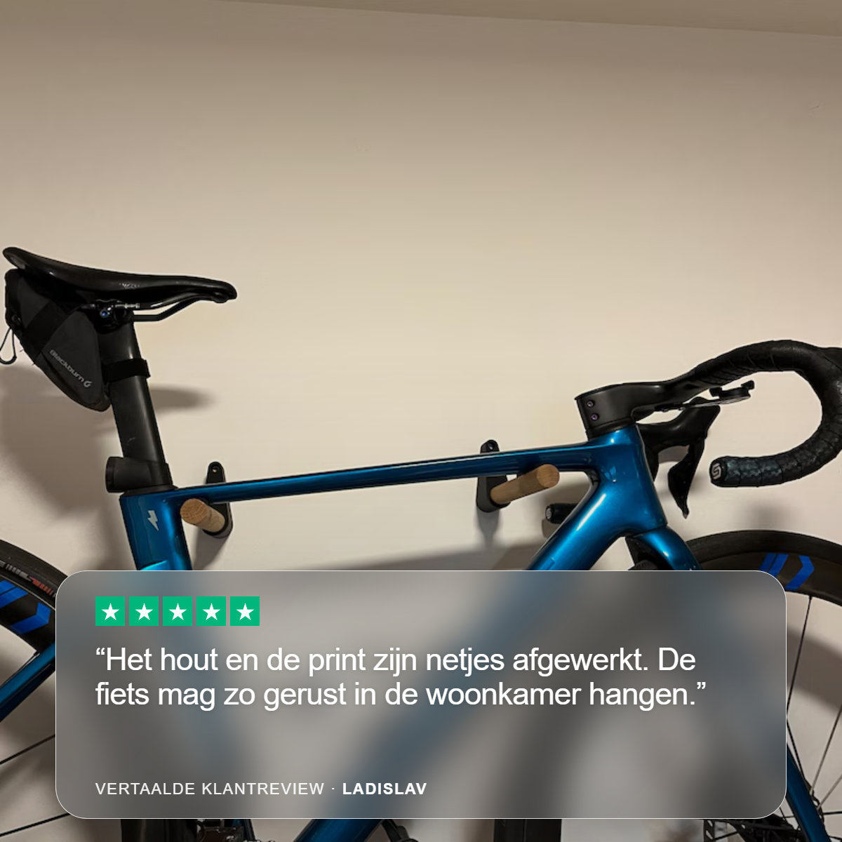 ZATTI Fietswandhouder | Houten steunen met carbonvezelversterkte houders