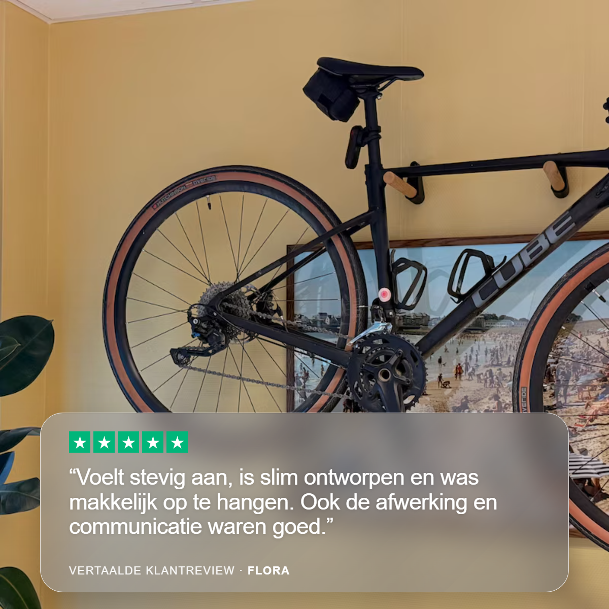 ZATTI Fietswandhouder | Houten steunen met carbonvezelversterkte houders