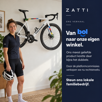 ZATTI Fietswandhouder | Houten steunen met carbonvezelversterkte houders