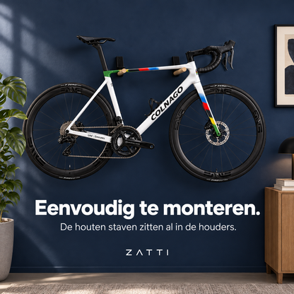 ZATTI Fietswandhouder | Houten steunen met carbonvezelversterkte houders